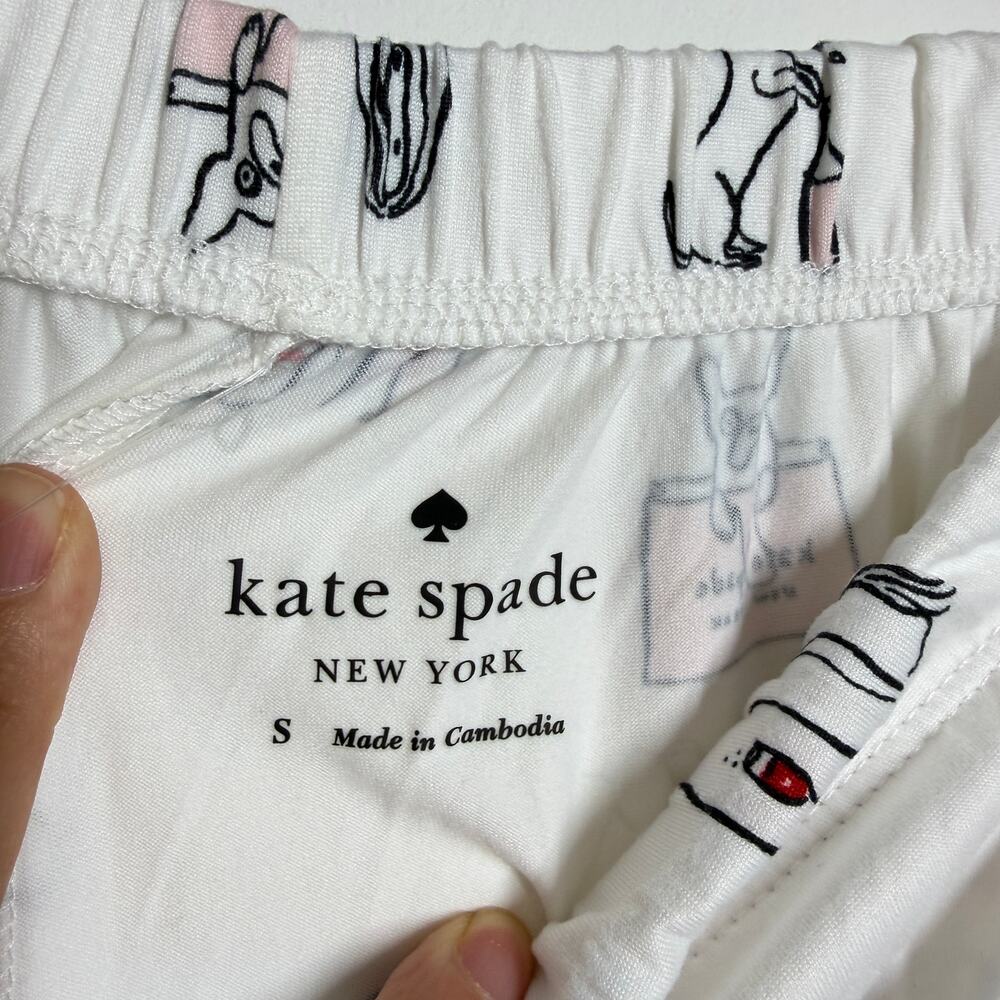 NWT Kate Spade Cream with black dogs pattern pajama set size S - Picture 9 of 12